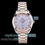 VS+ Factory Swiss Replica Omega Seamaster 150M Rose Gold Two-Tone MOP Dial Watch 